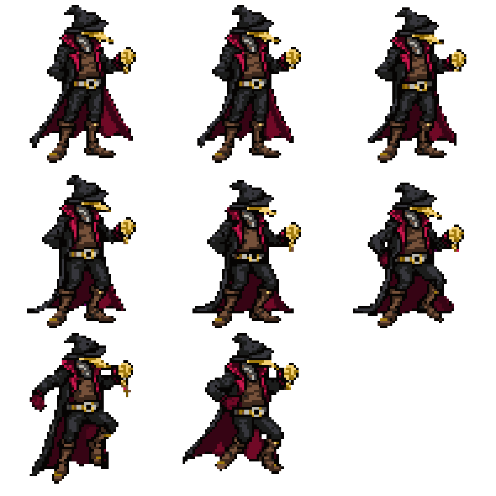 Mysterious Wizard Character Idle Jumping pixel art