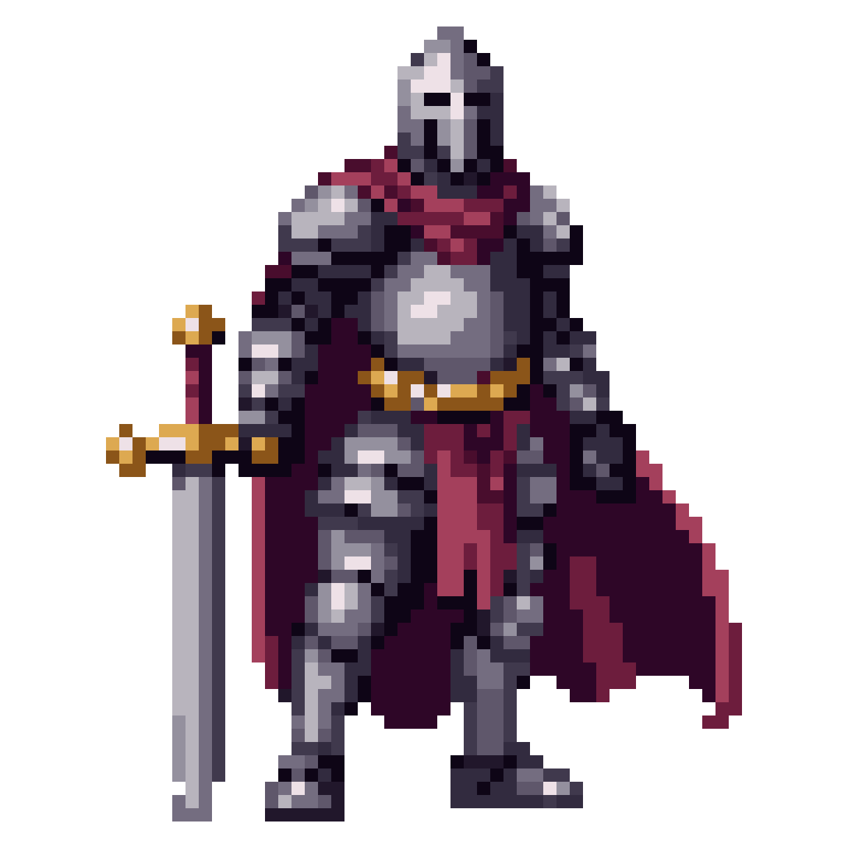 Medieval Knight with Sword pixel art