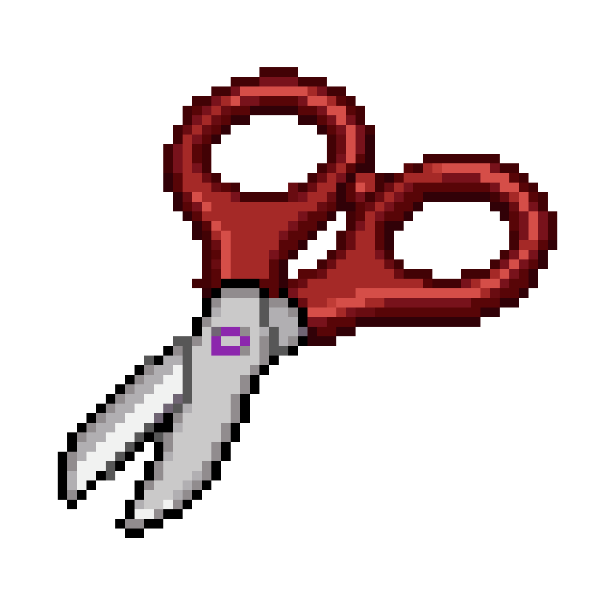 Open Scissors with Maroon Handles pixel art