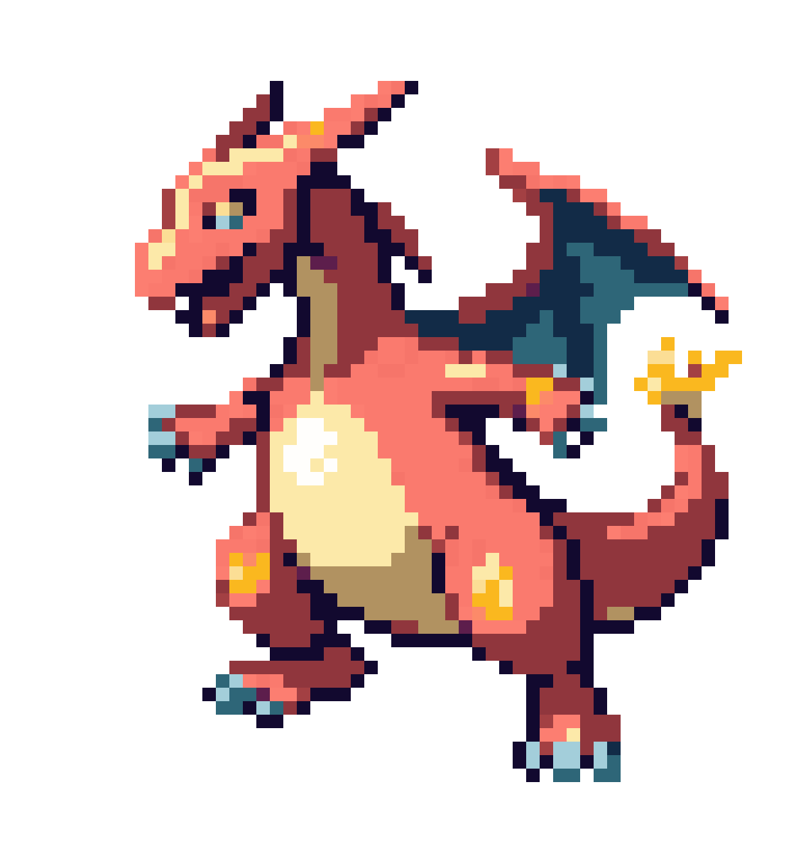 Mega Charizard X from Pokemon pixel art