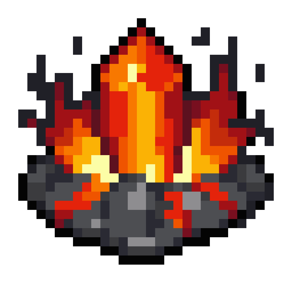 glowing red and orange fire crystal pixel art