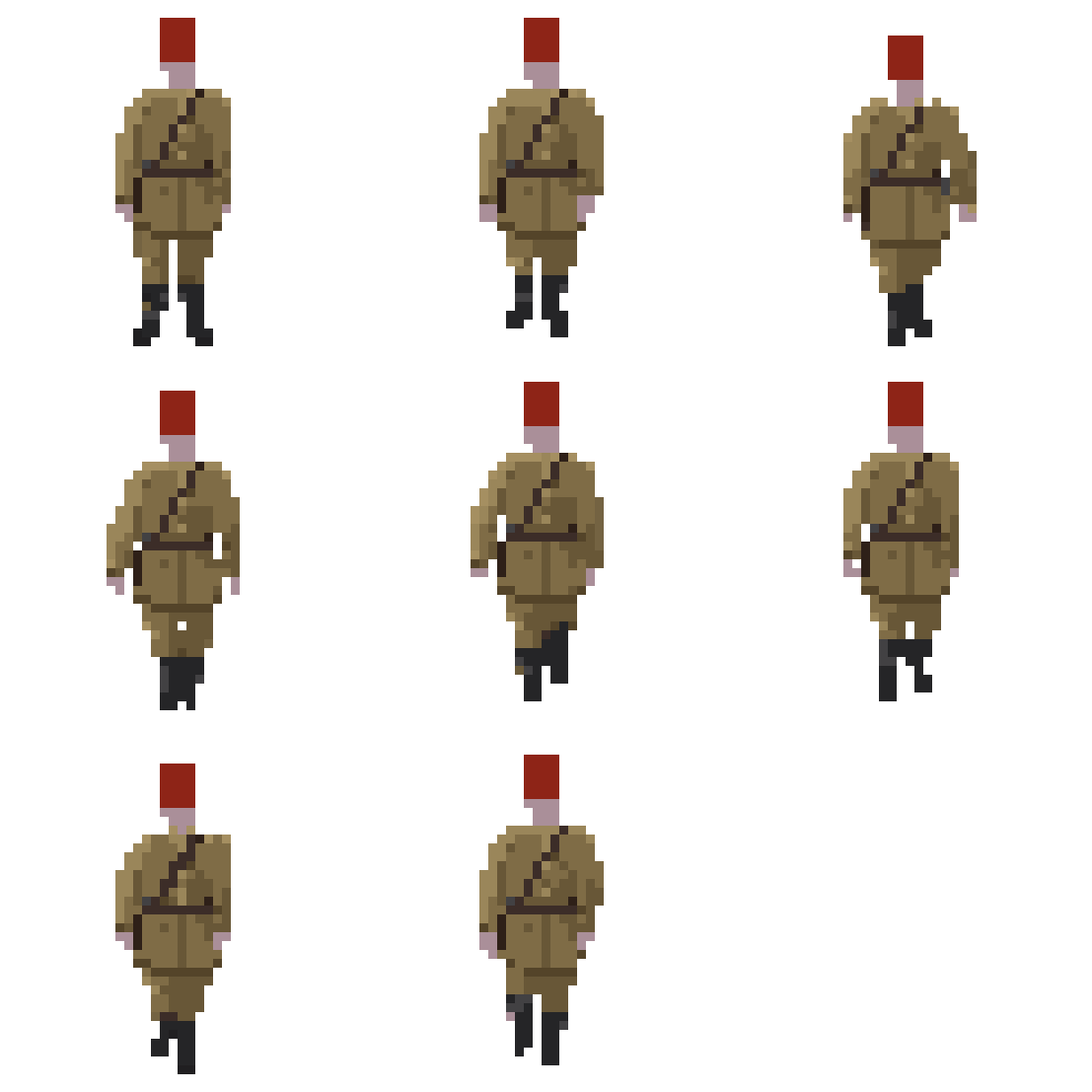 Soldier in Uniform Walking pixel art