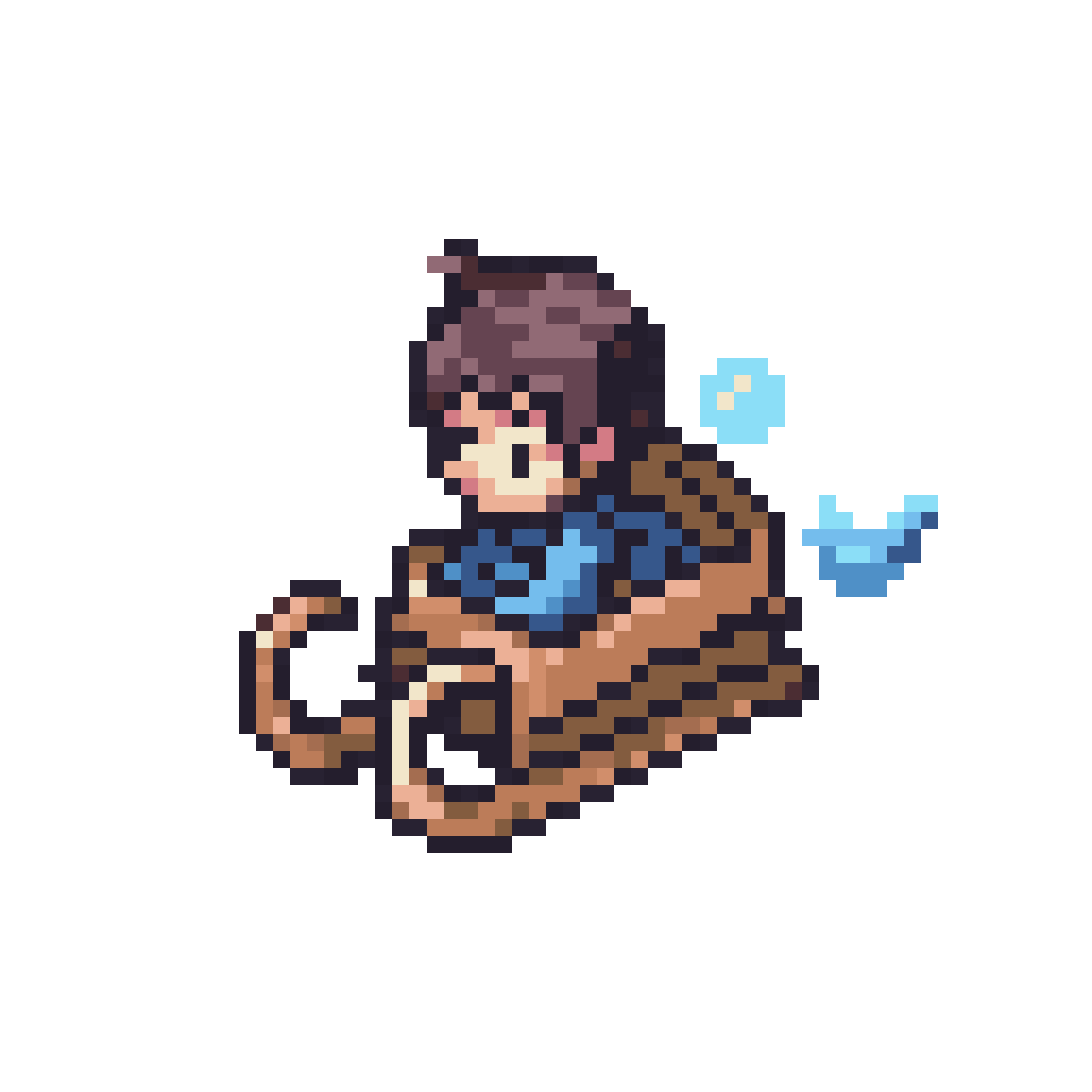sled sprite with player inside pixel art