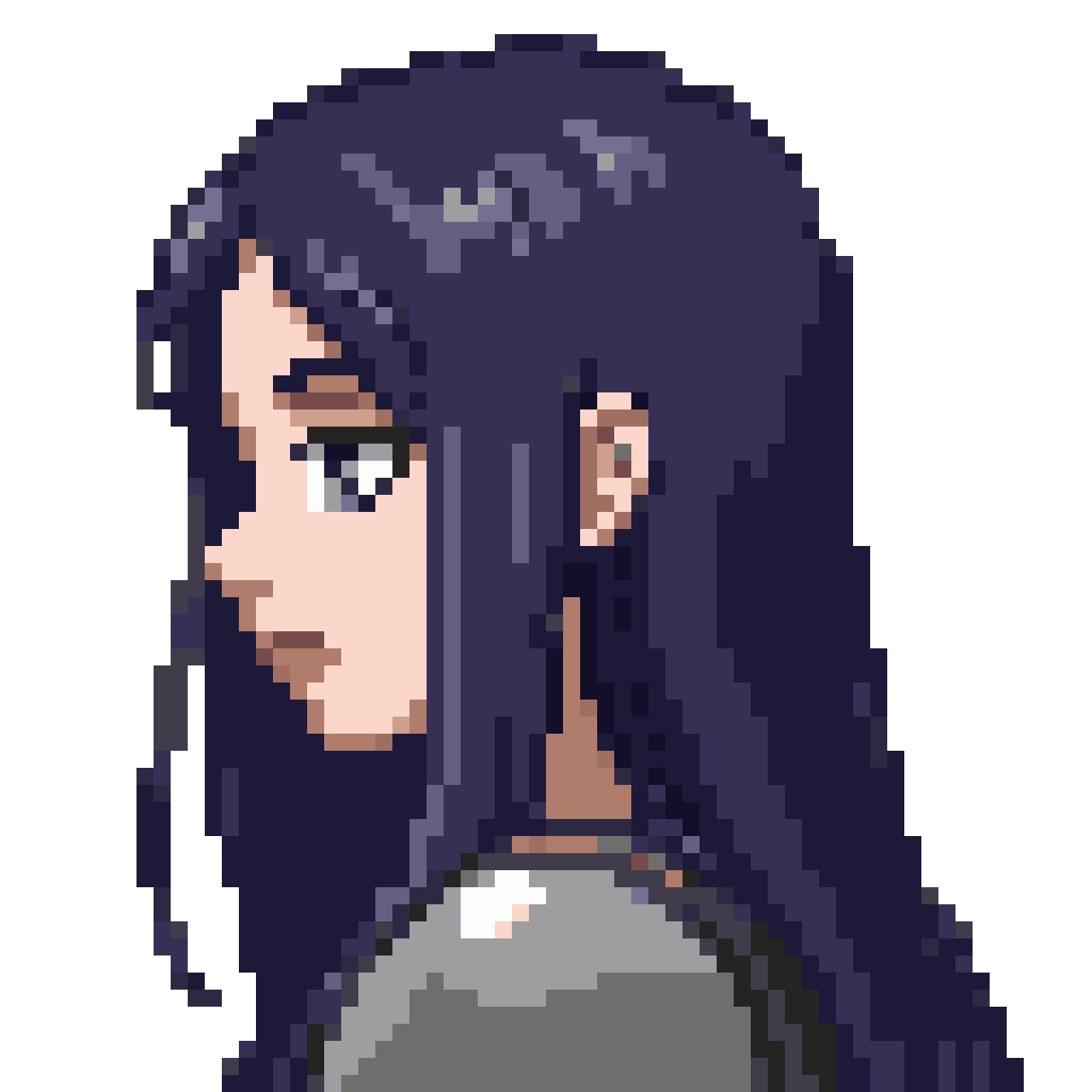 Knight Woman with Dark Blue Hair pixel art