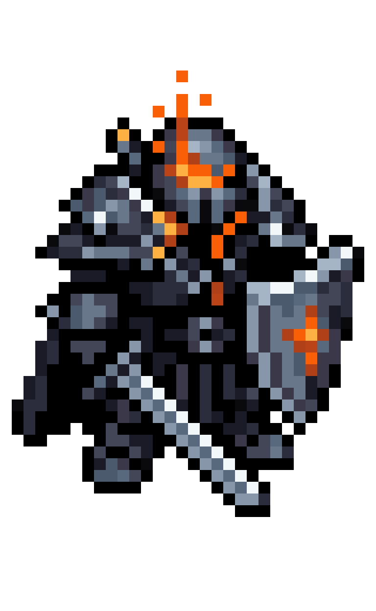 Black Knight with Flaming Eyes pixel art