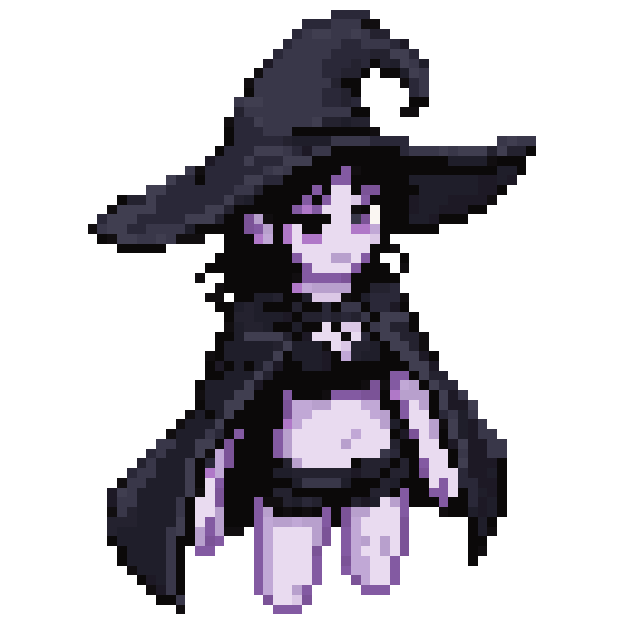 Pale Skin Female Wizard with Cloak pixel art