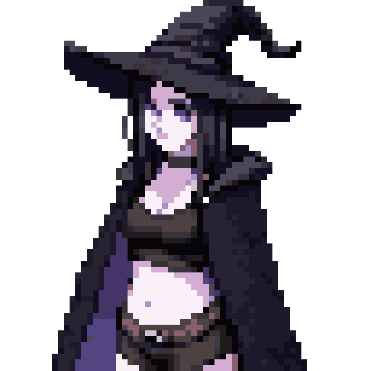 Female Wizard with Black Cloak pixel art