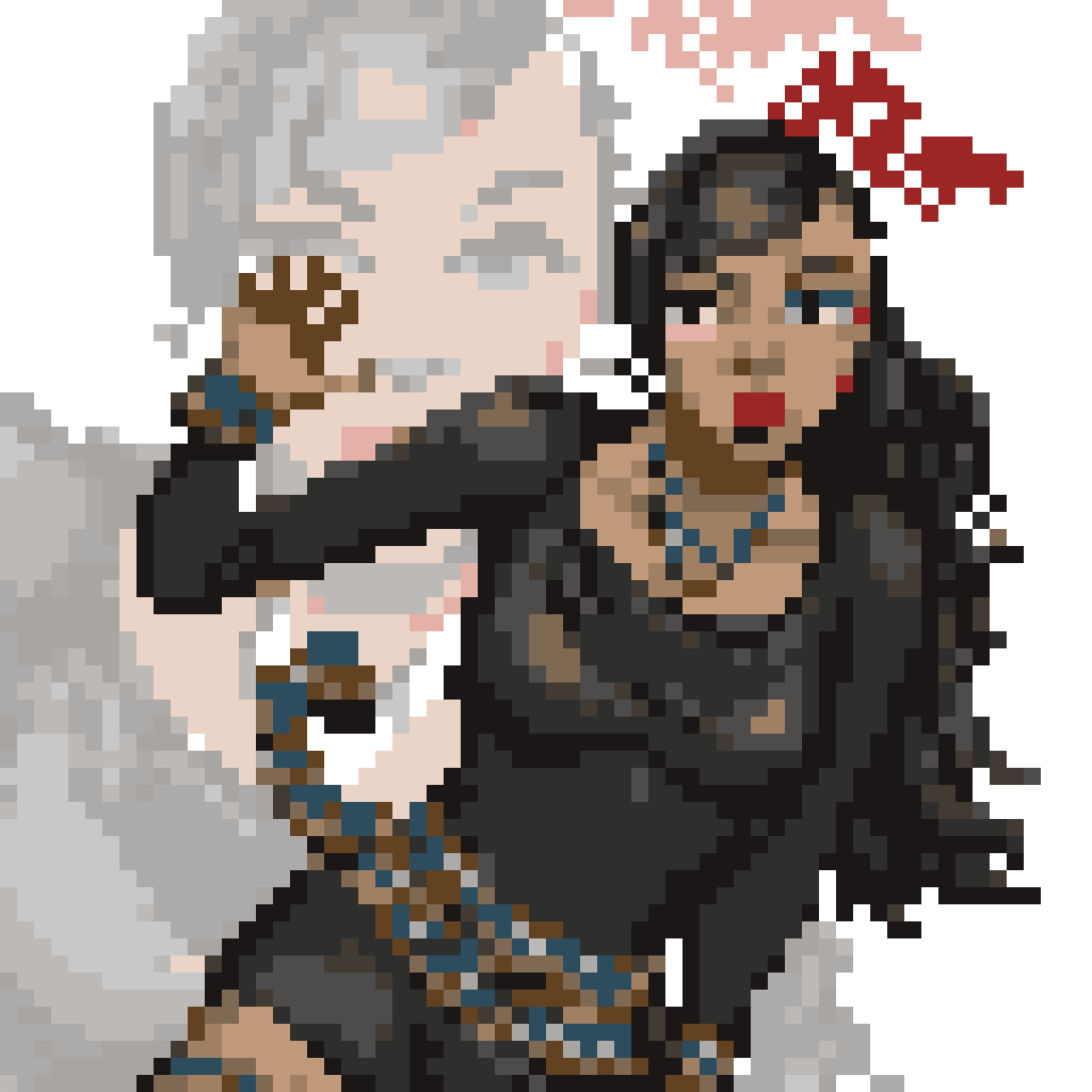Roblox character with blue accessories pixel art