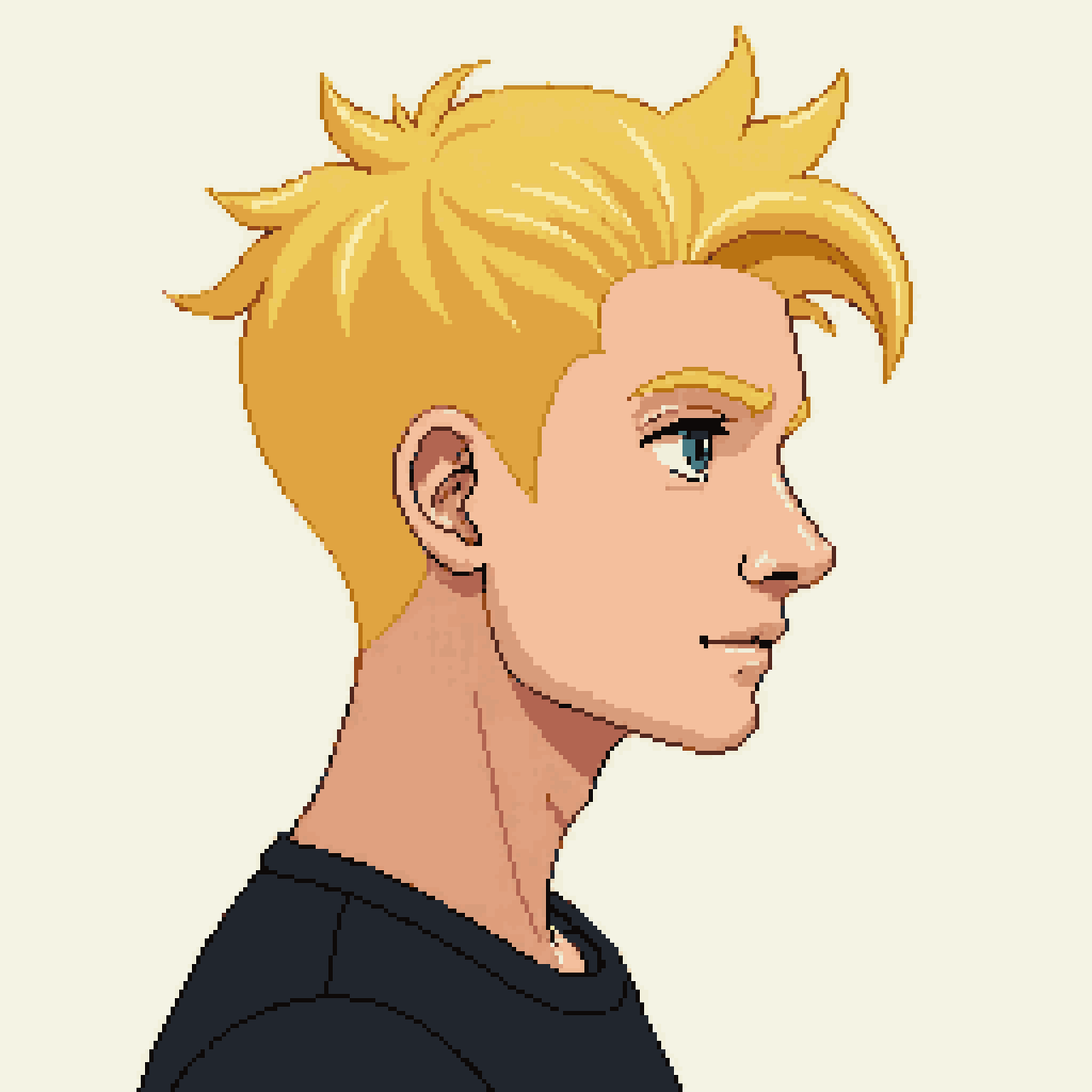 Blonde man in casual clothes pixel art