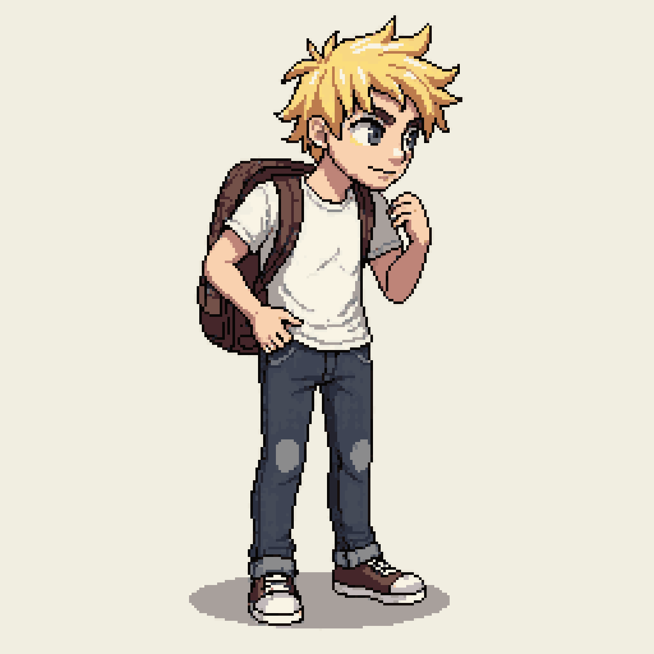 Blonde man in casual clothes pixel art