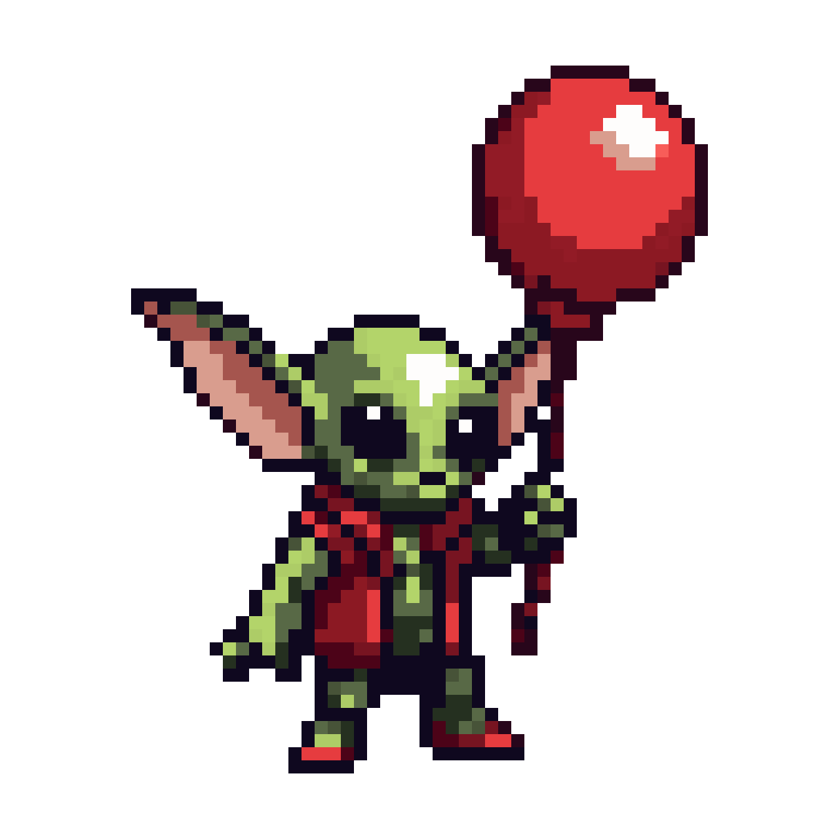 goblin with a red balloon pixel art