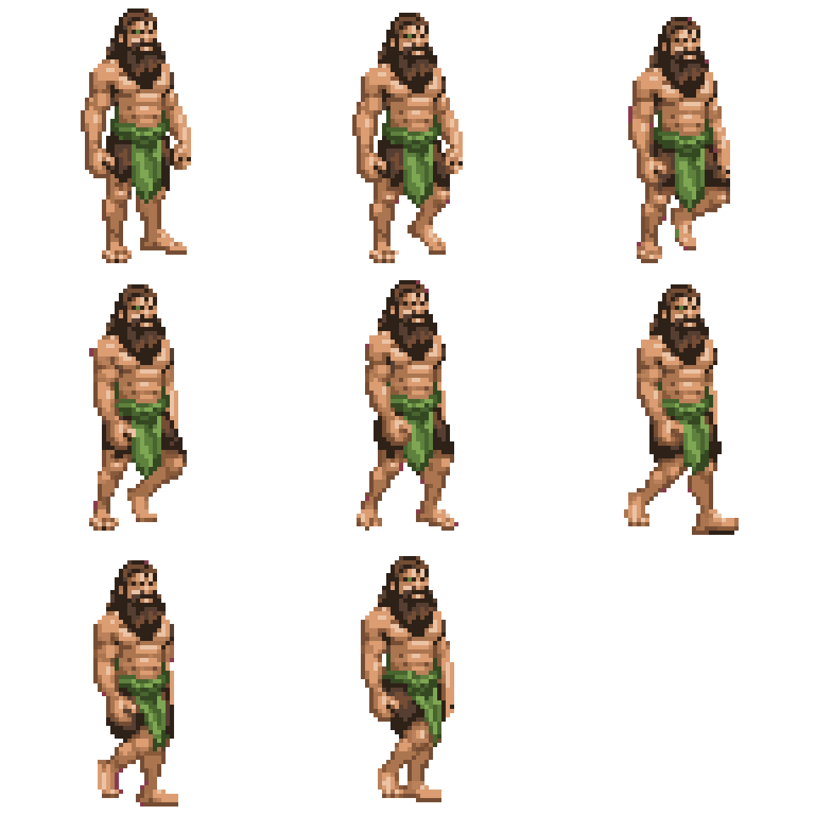 Primitive Adult Male Caveman Walking pixel art