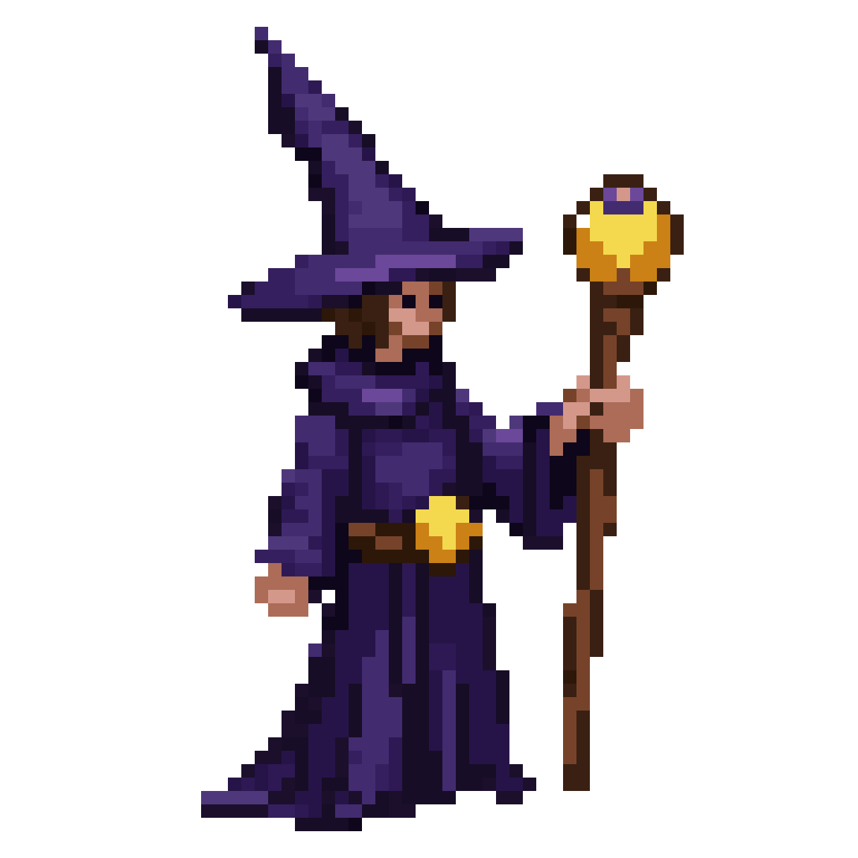 Fantasy Wizard in Purple Robe pixel art