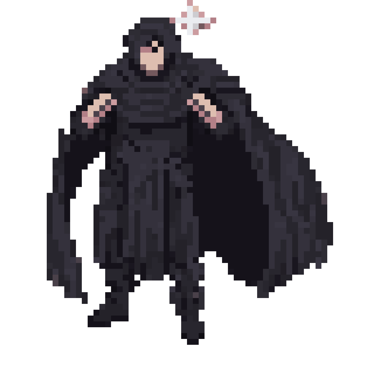 guy in long dark overcoat pixel art