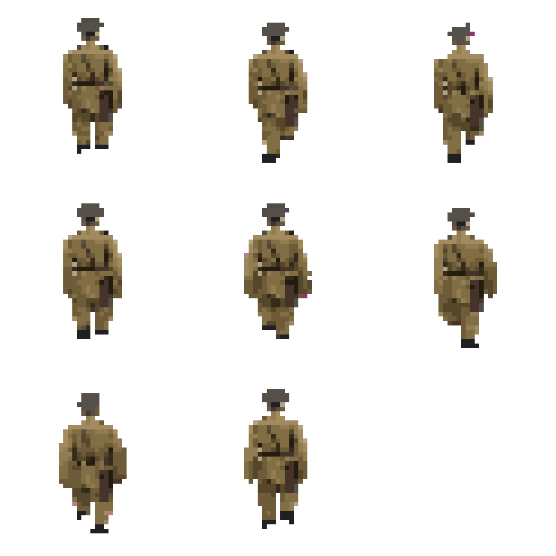 Soldier in Uniform Walking pixel art
