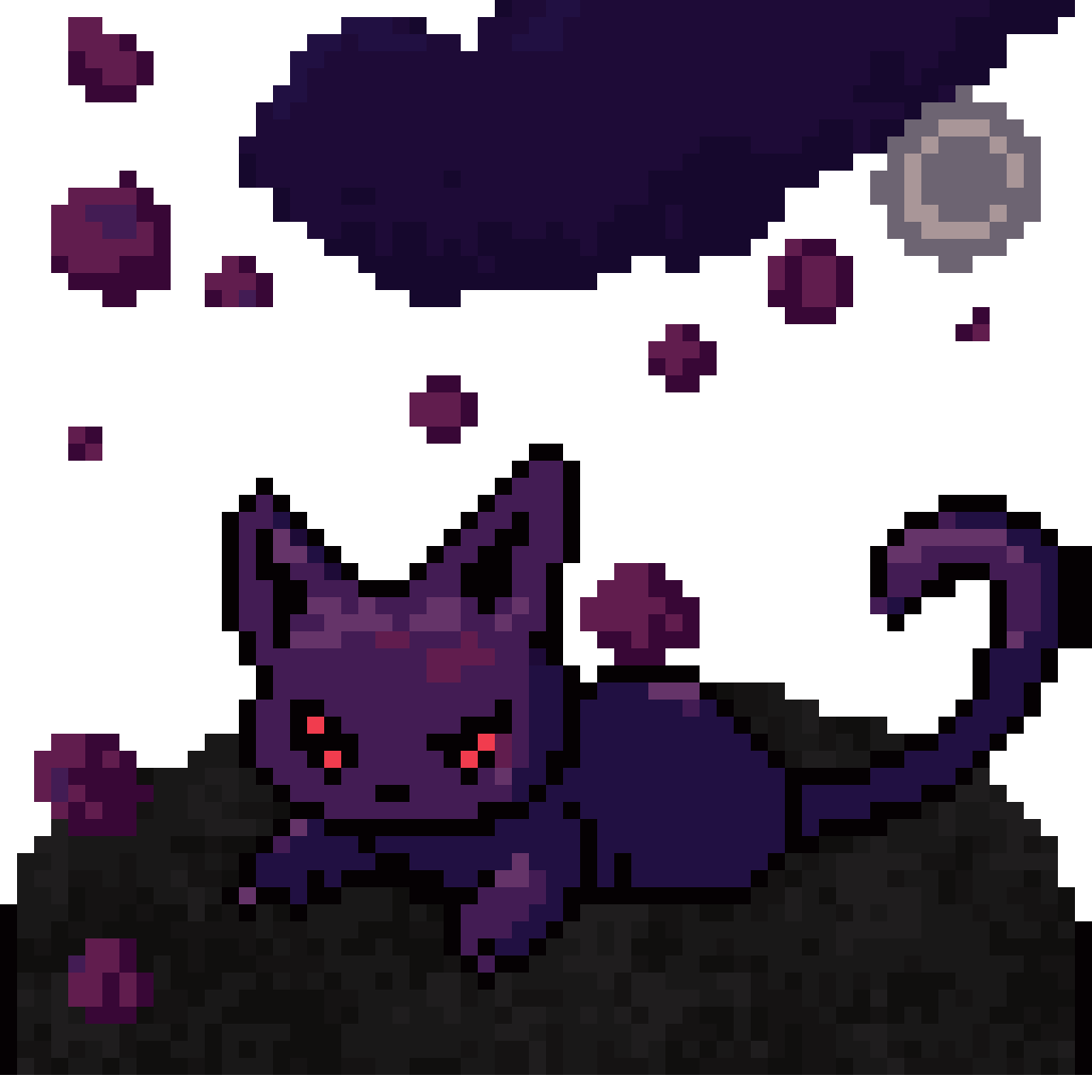 cat sprite sleeping in a circle pixel art