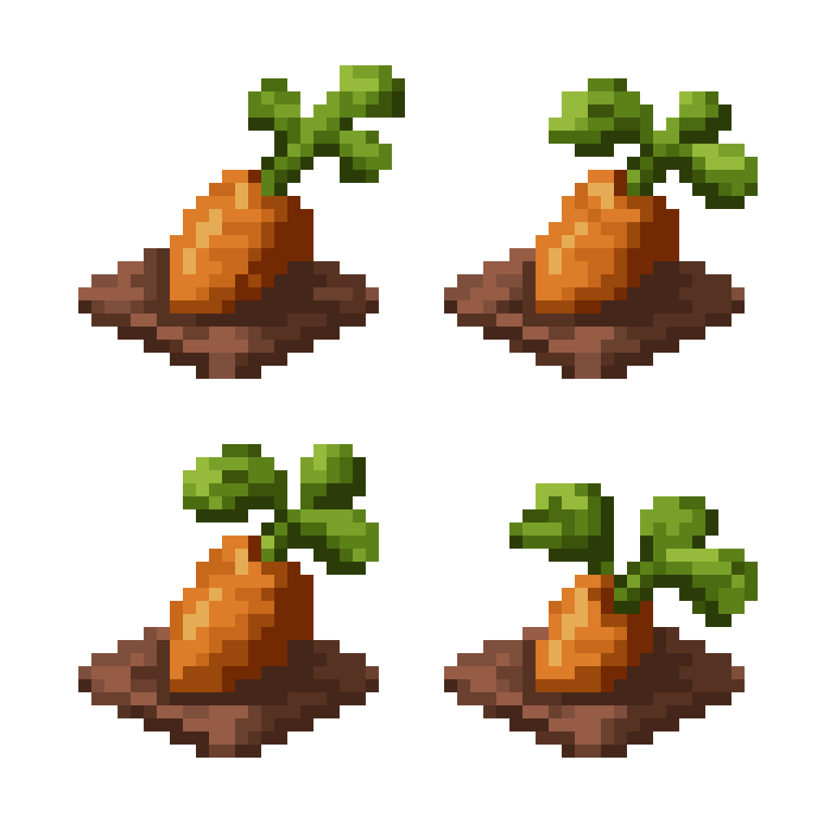 Carrot growing set with 4 pixel art