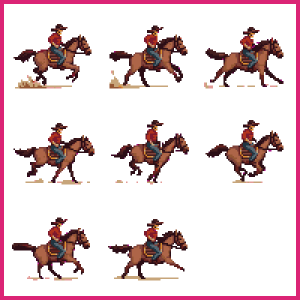 cowboy on horse running from law Running Forward