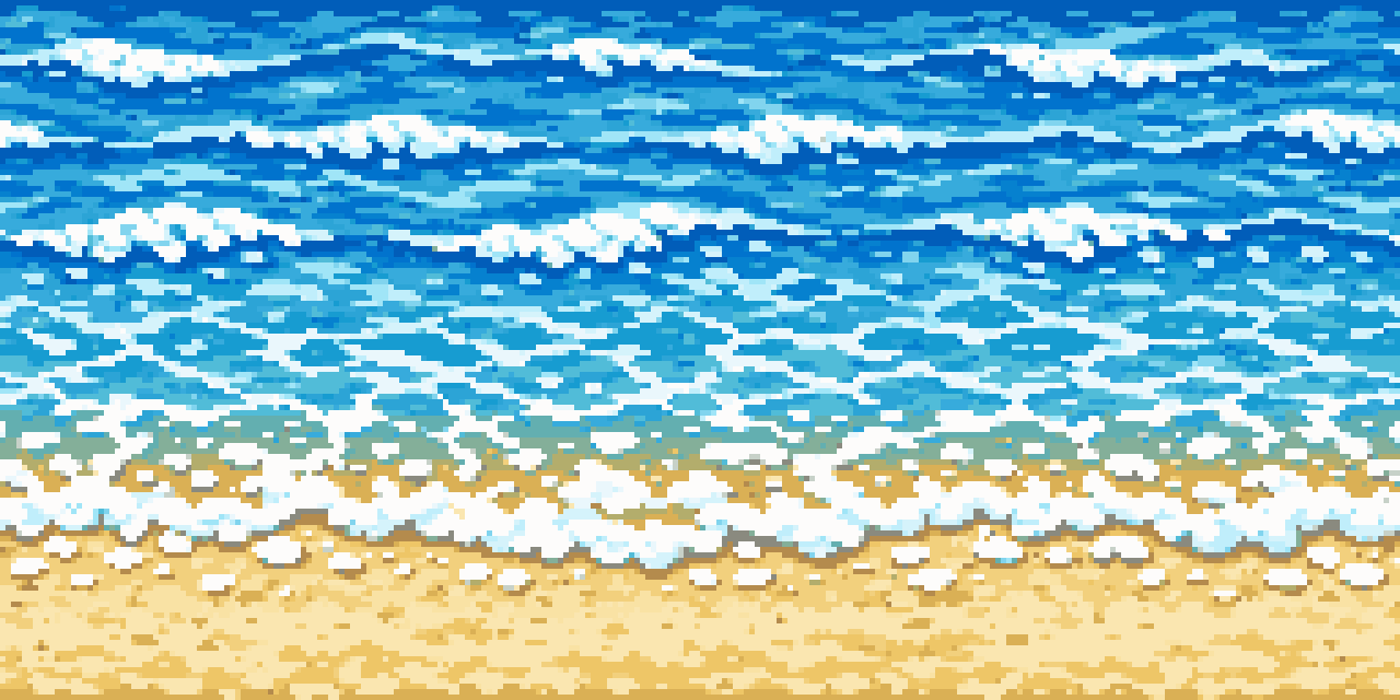 ocean horizon scene on a summer day pixel art