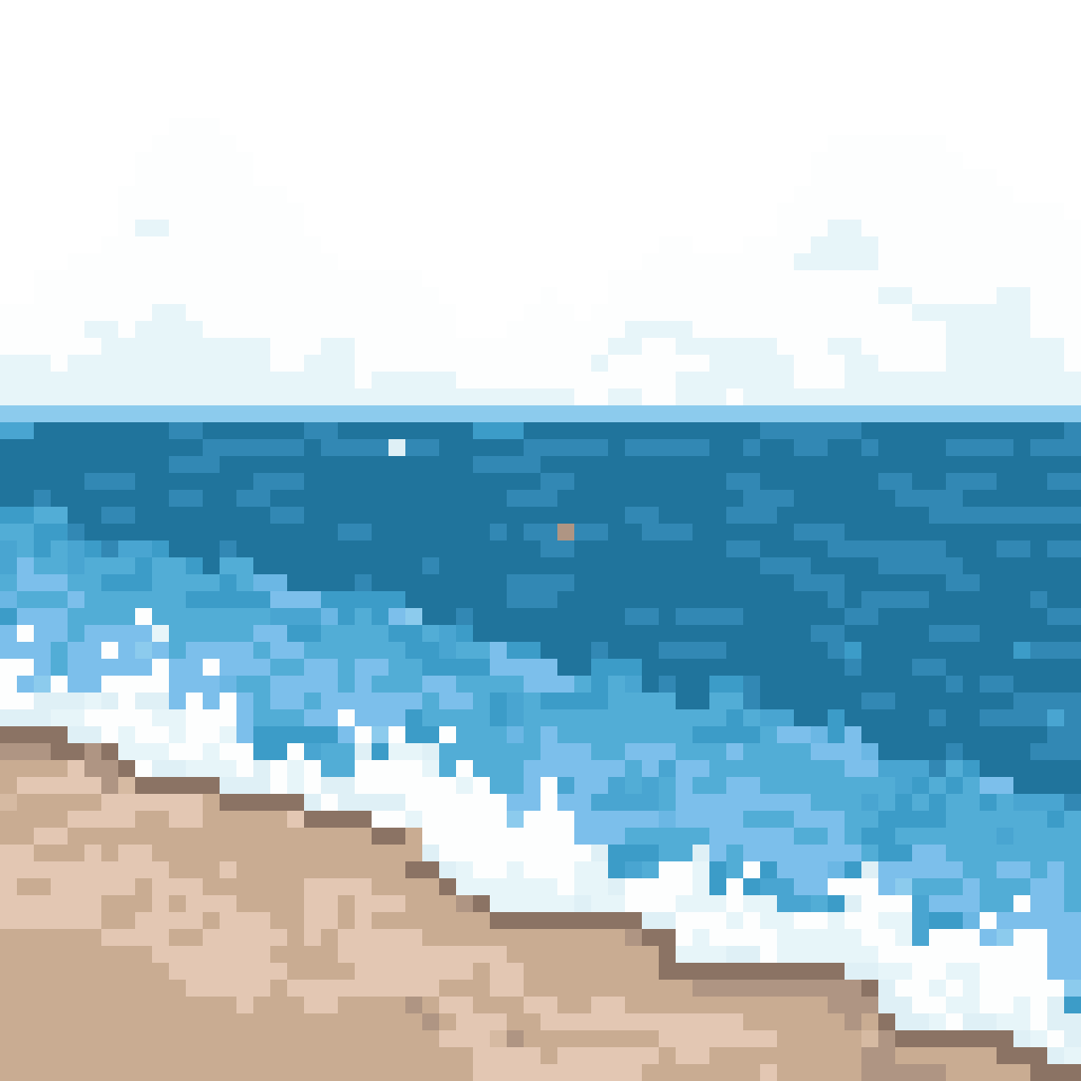 ocean with horizon line perspective pixel art