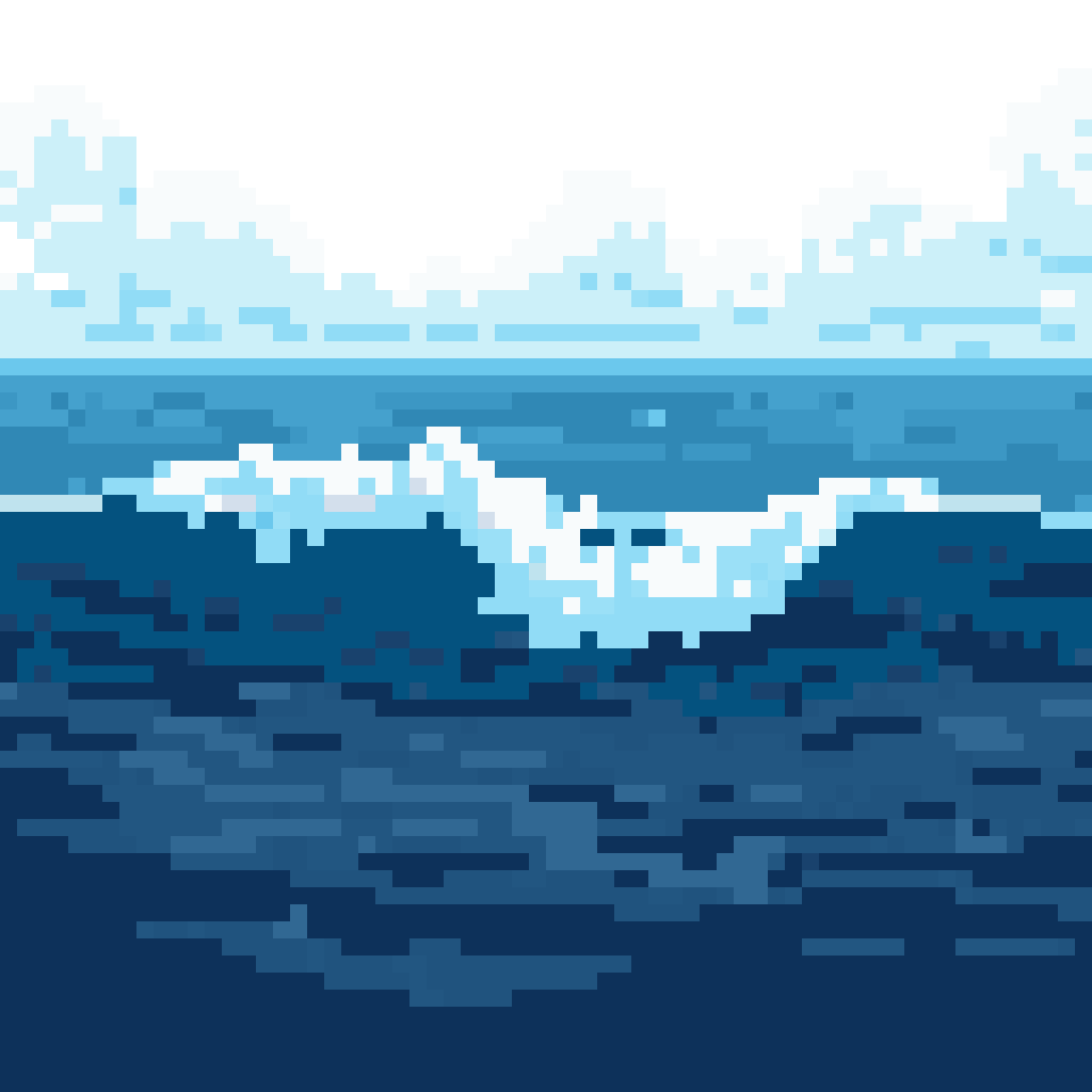 Deep Blue Ocean with Waves pixel art