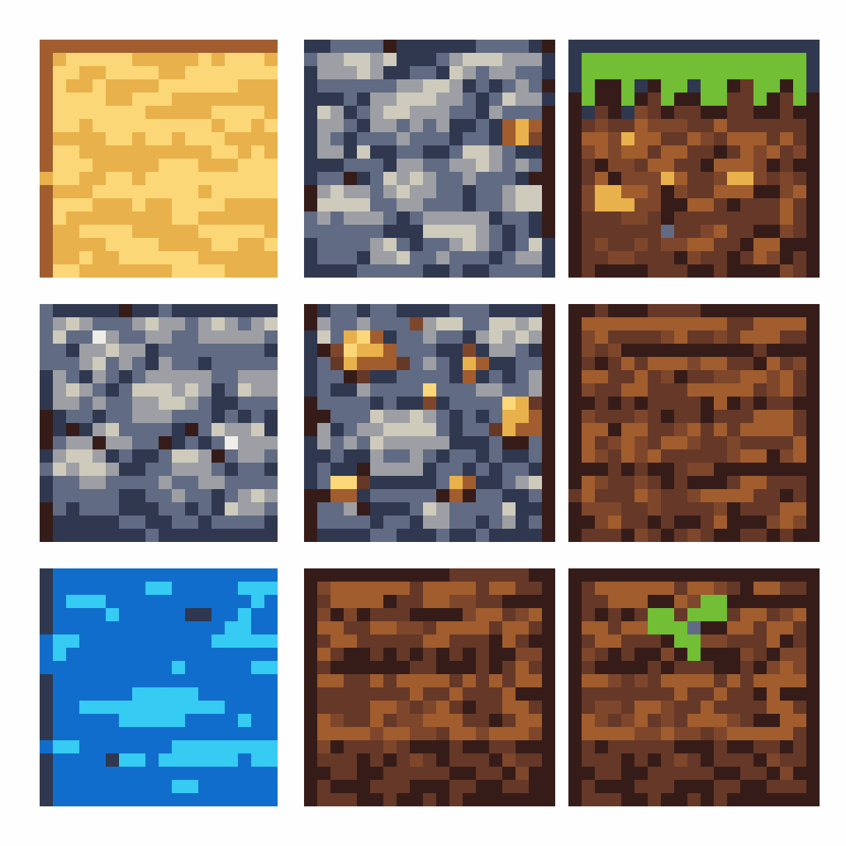 2D platformer tiles with plants pixel art