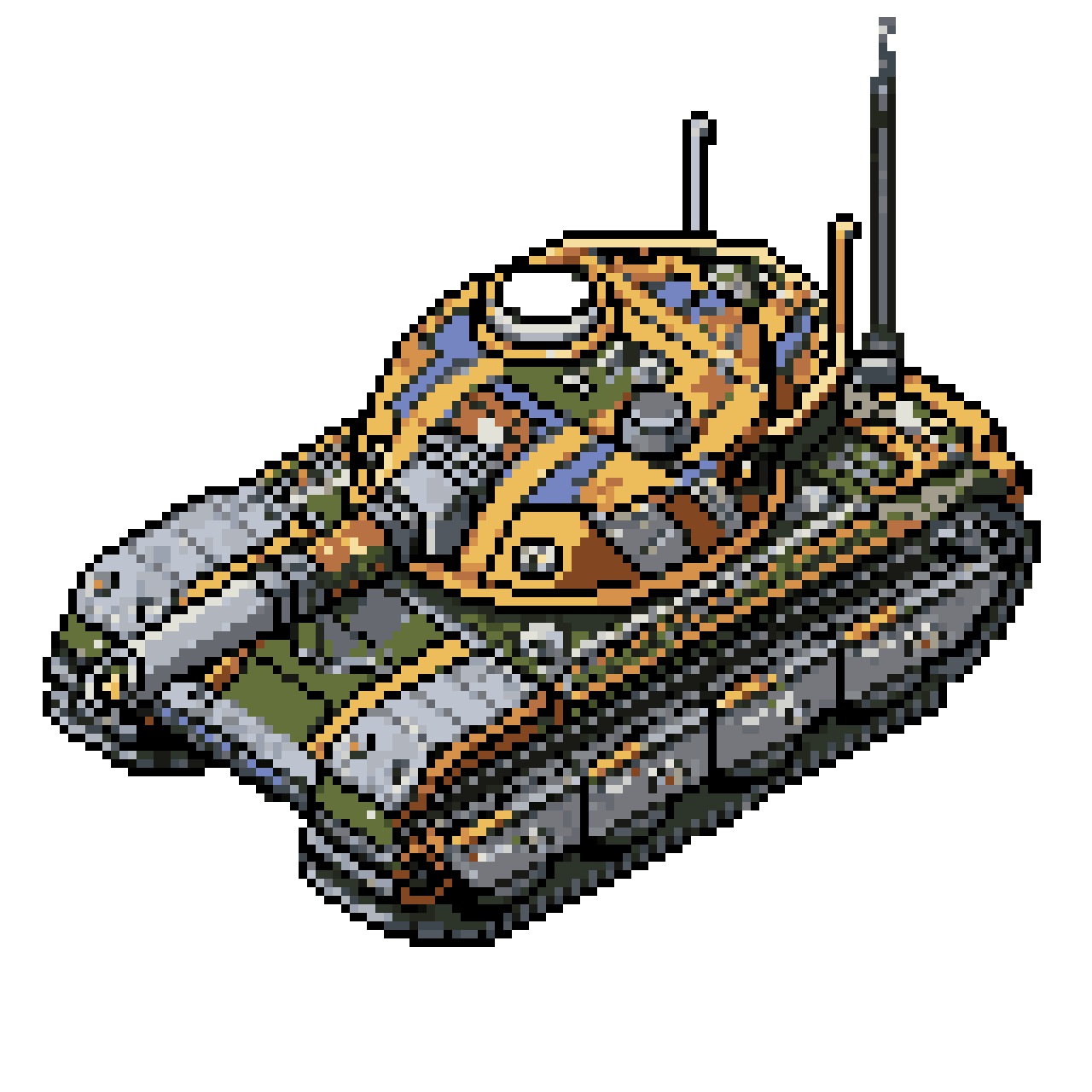 futuristic tank top view pixel art