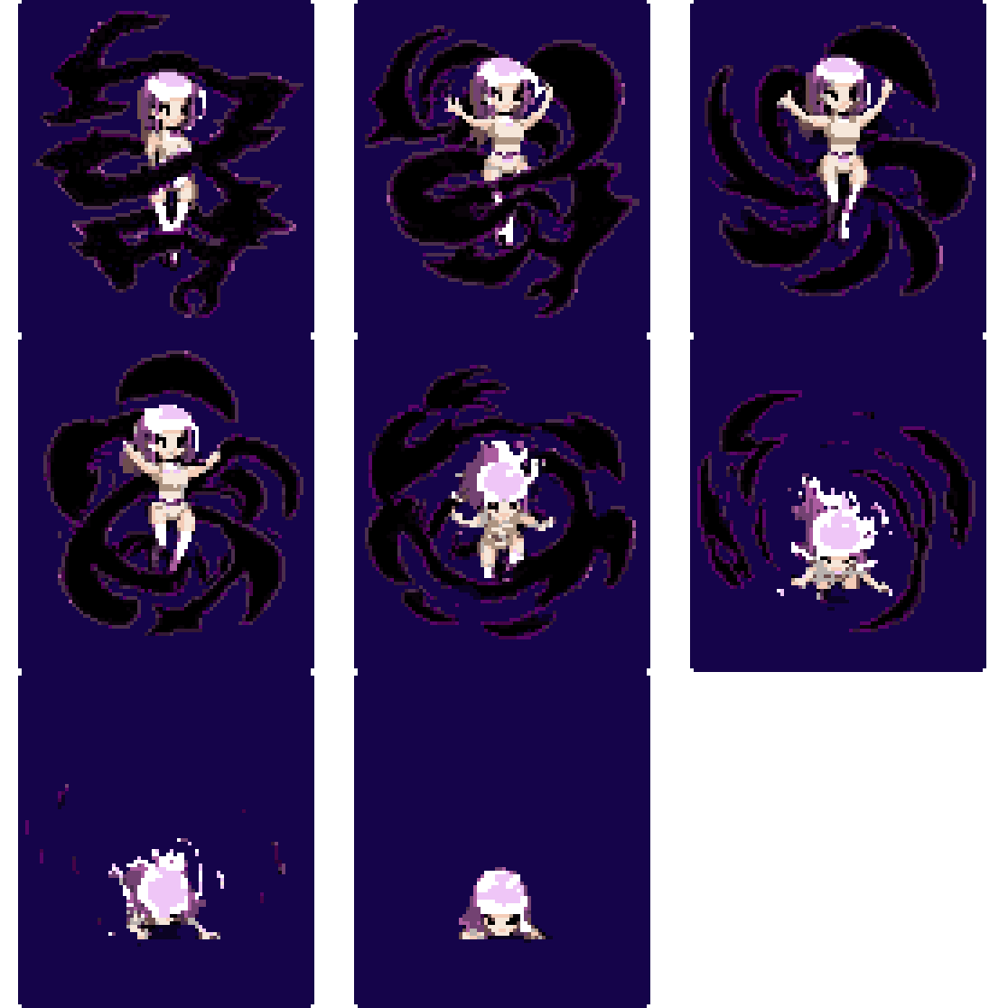 Mystical Girl with Shadows Dying pixel art