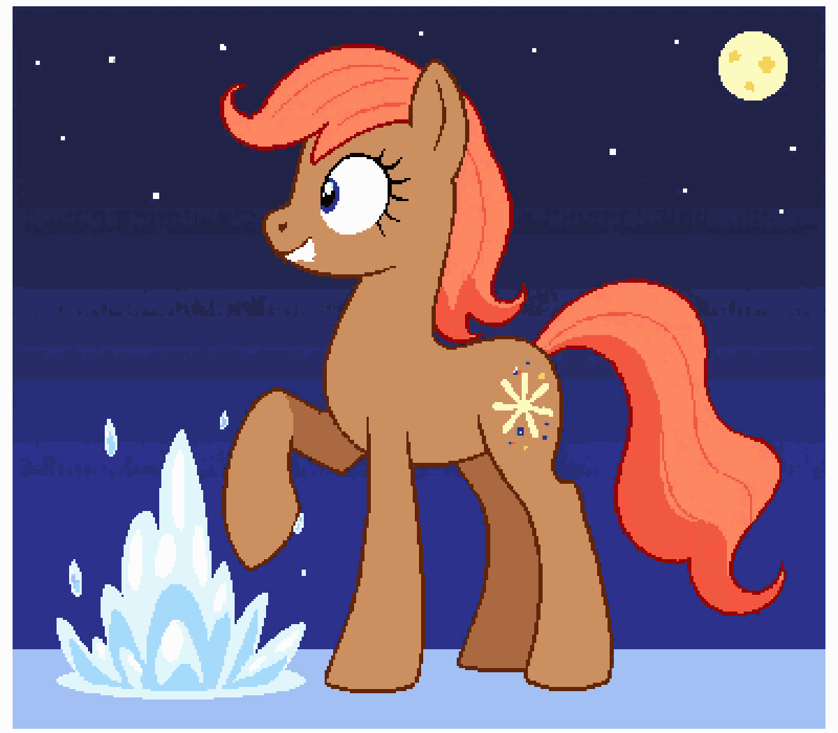 Orange Pony Casting Ice Shard pixel art