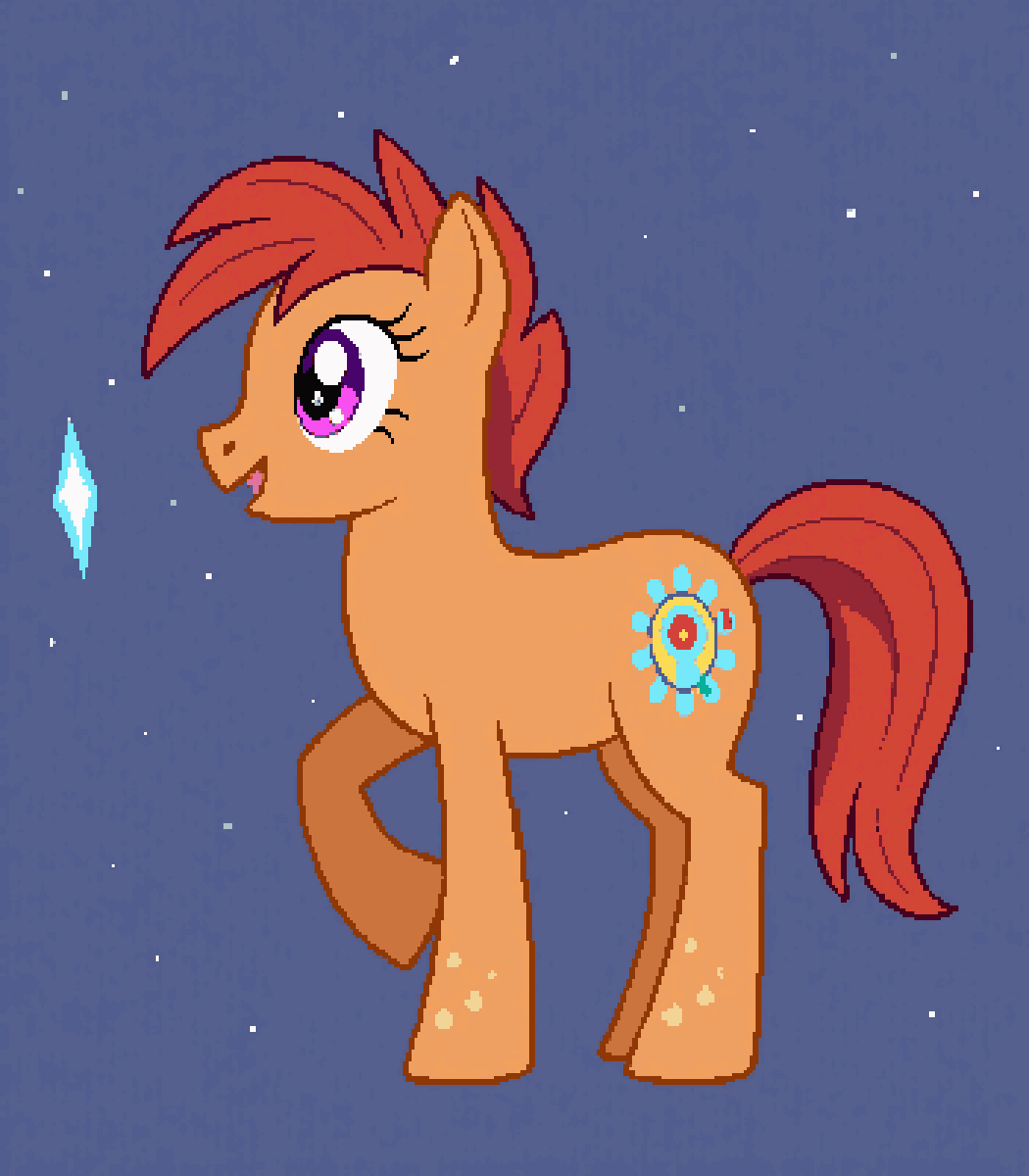 Orange Pony Casting Ice Shard pixel art