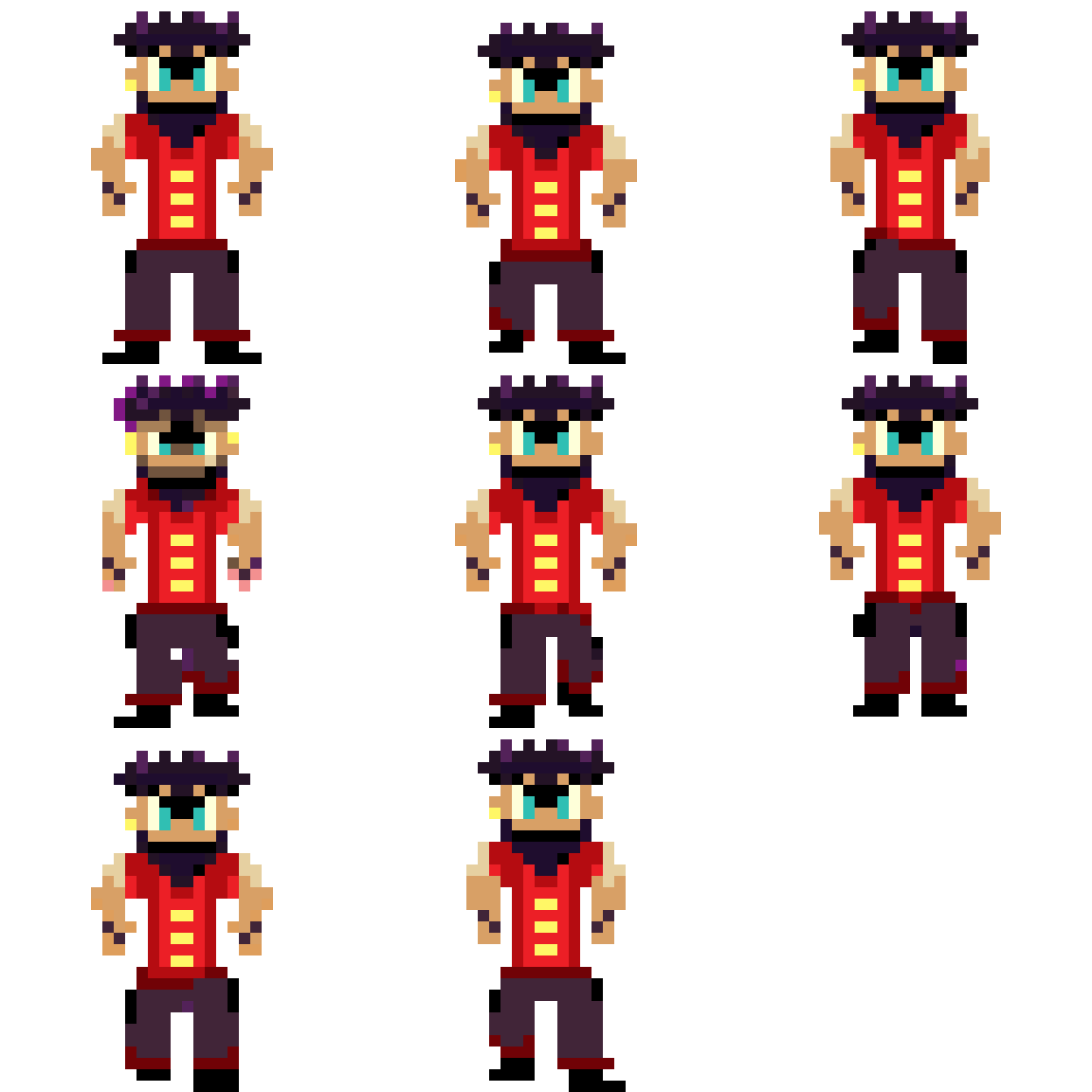 Red Shirt Fighter Walking pixel art
