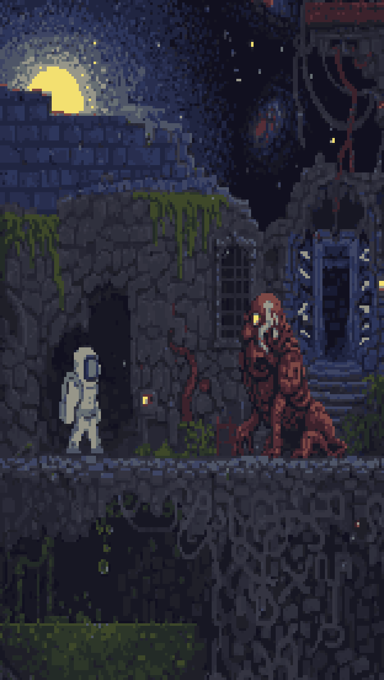 Menu Screen for Flesh Research Facility pixel art