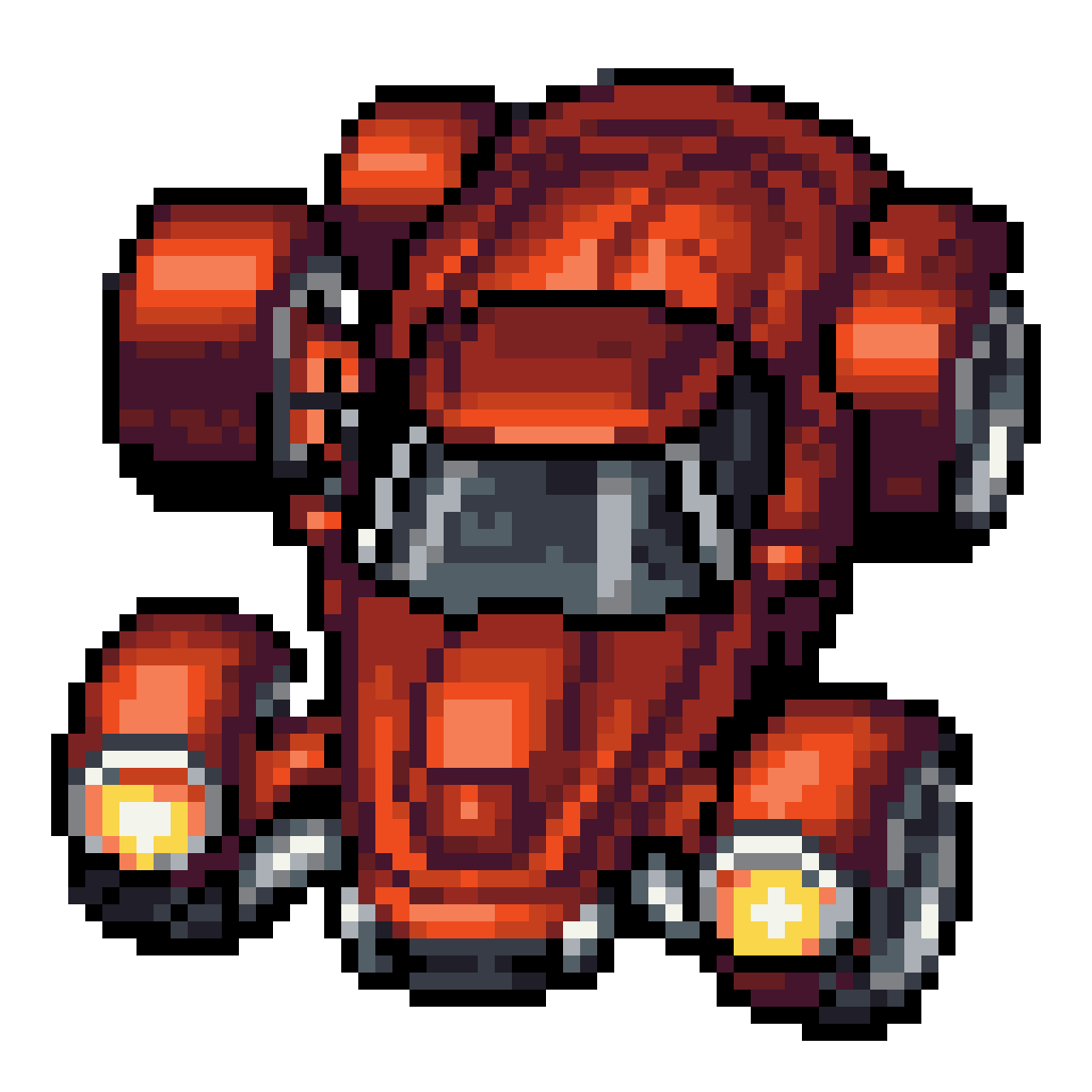 sleek red car viewed from above pixel art
