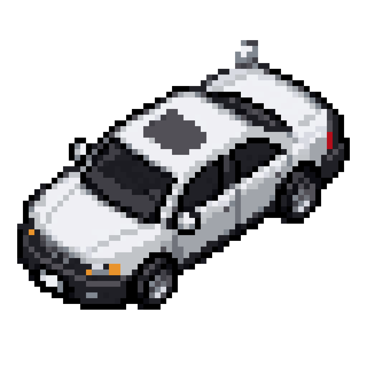 simple white car viewed from above pixel art