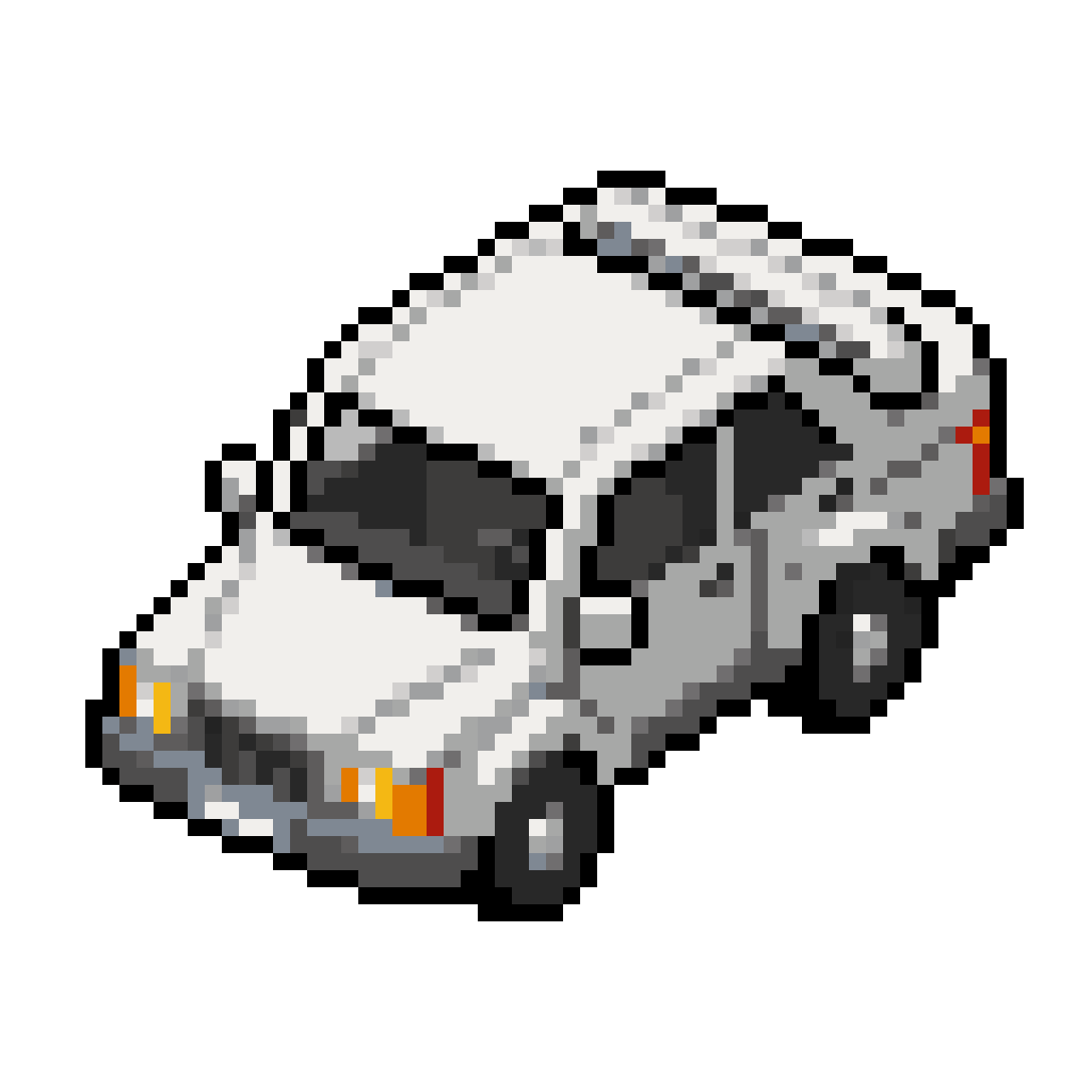 simple white car viewed from above pixel art