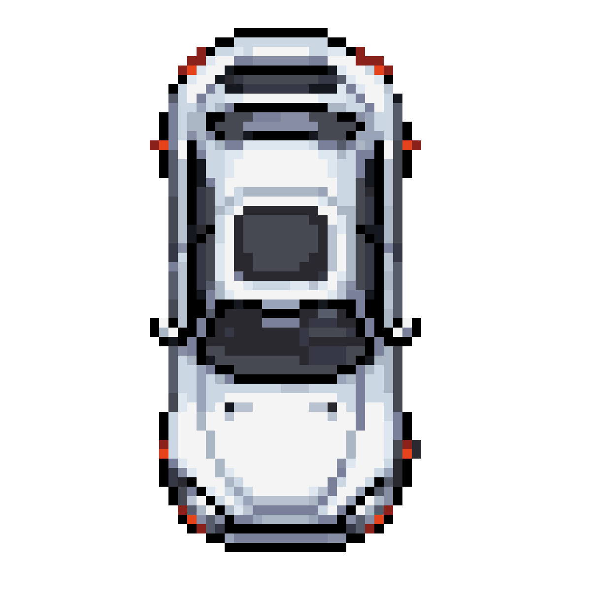 simple white car viewed from above pixel art