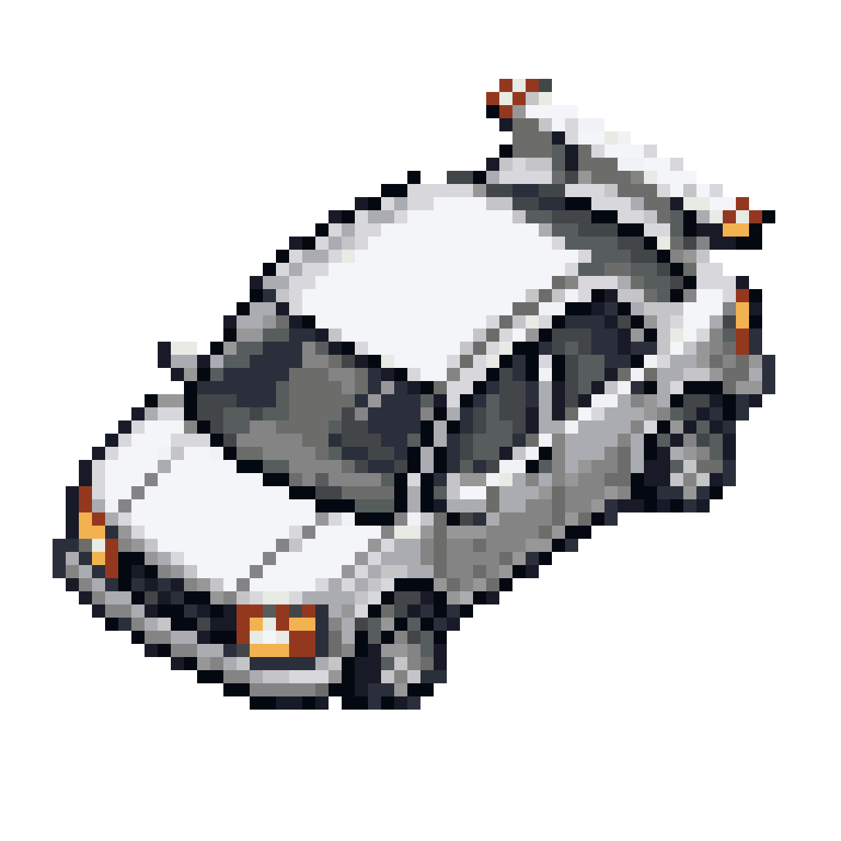 simple white car viewed from above pixel art