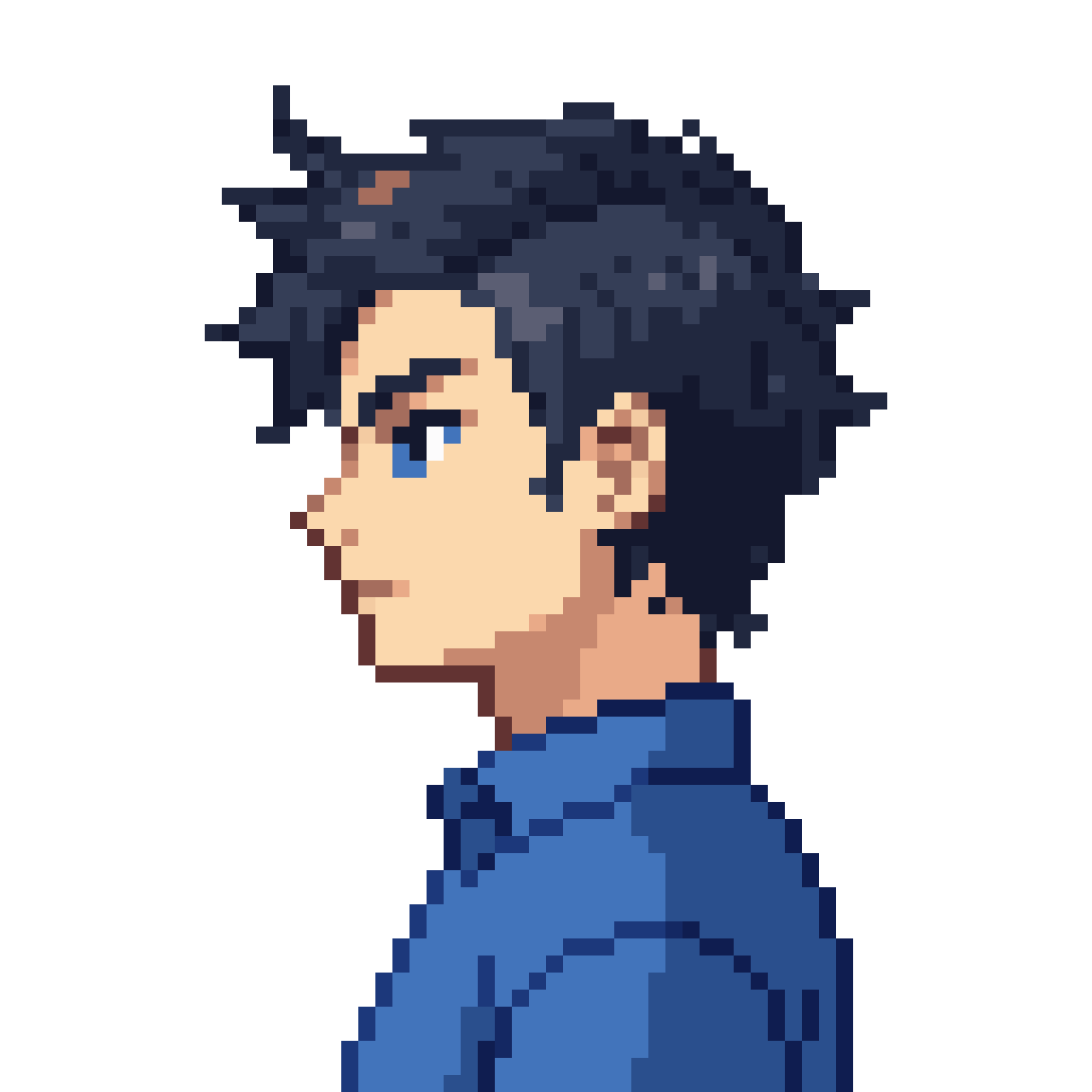 male genz character with cool hair pixel art