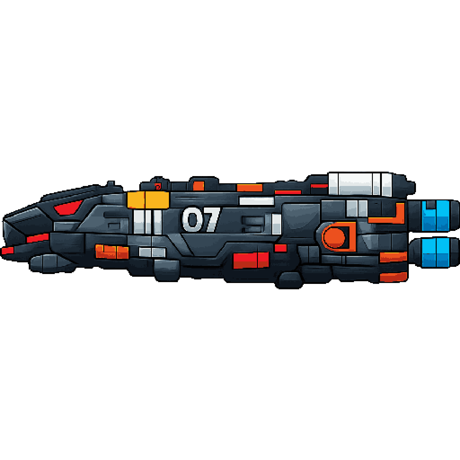 spaceship in style of expanse pixel art