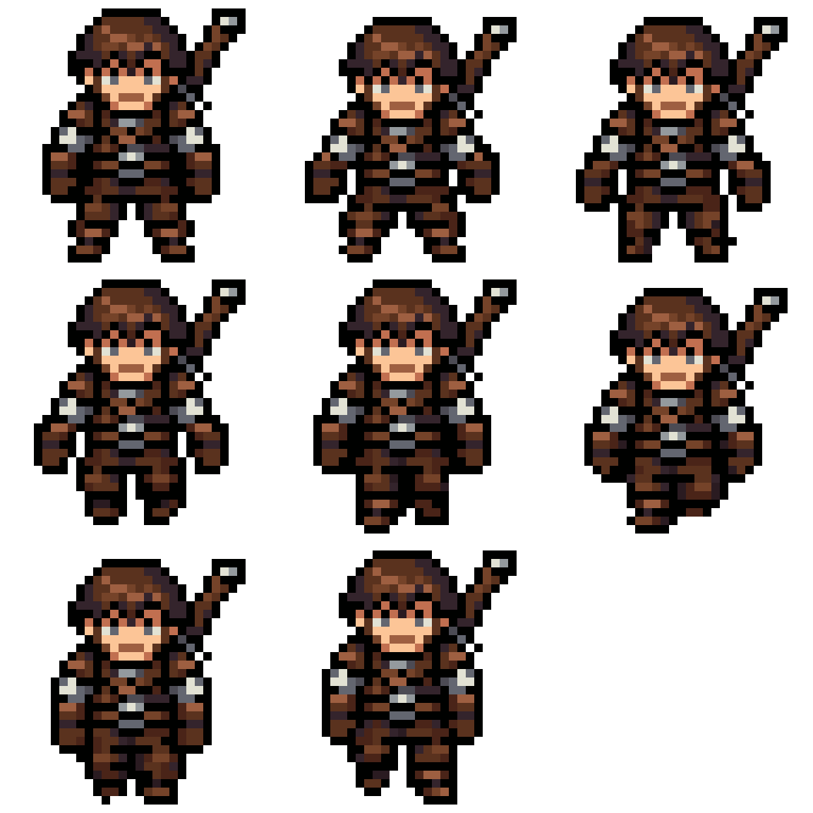 2D pixel art RPG hero character Walking pixel art