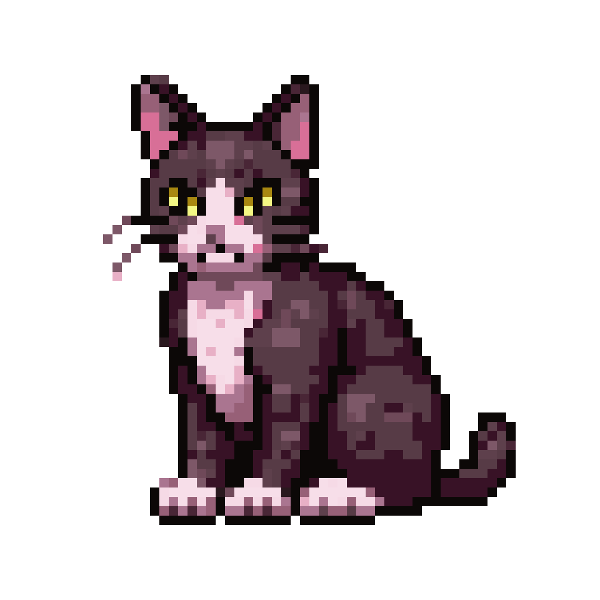 A striped cat on four paws pixel art