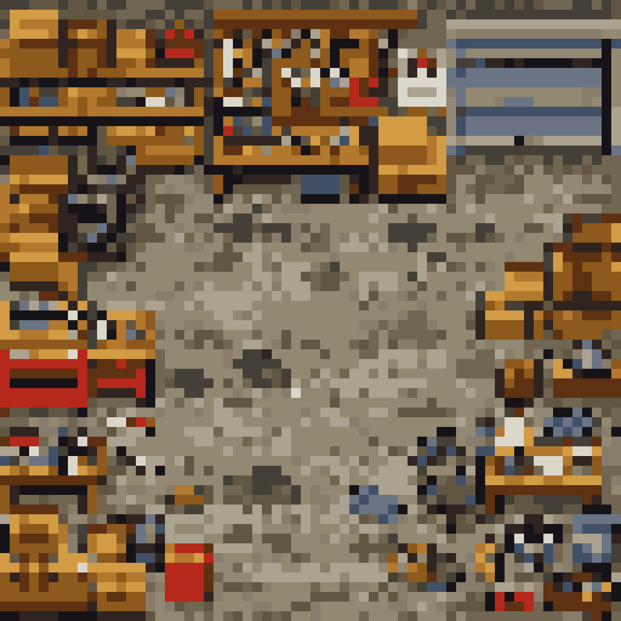Detailed Garage Interior Map pixel art