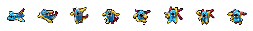 character jumping up and landing, pixel art