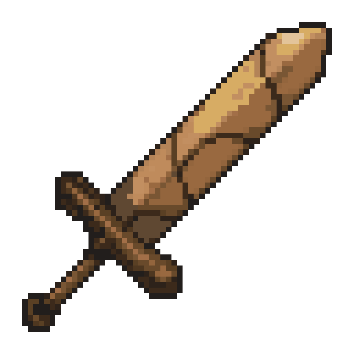 True Wooden Sword from Terraria Style pixel art