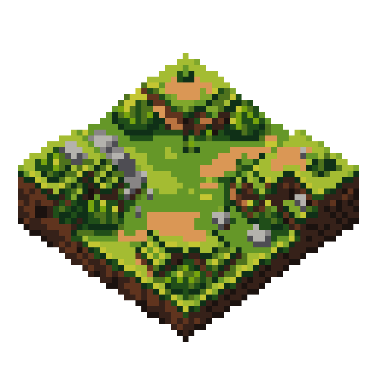 pixelated landscape with green terrain pixel art
