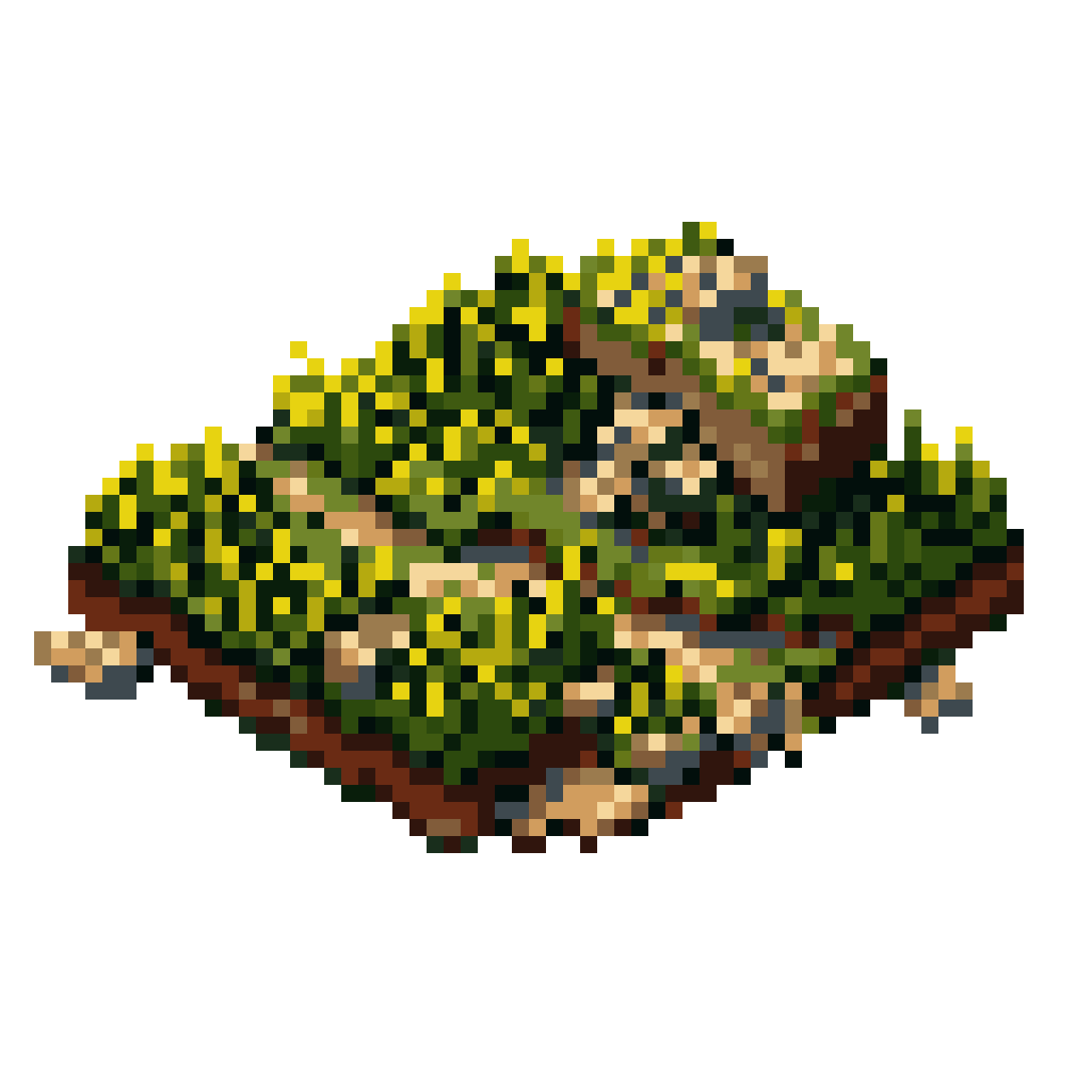pixelated landscape with green terrain pixel art
