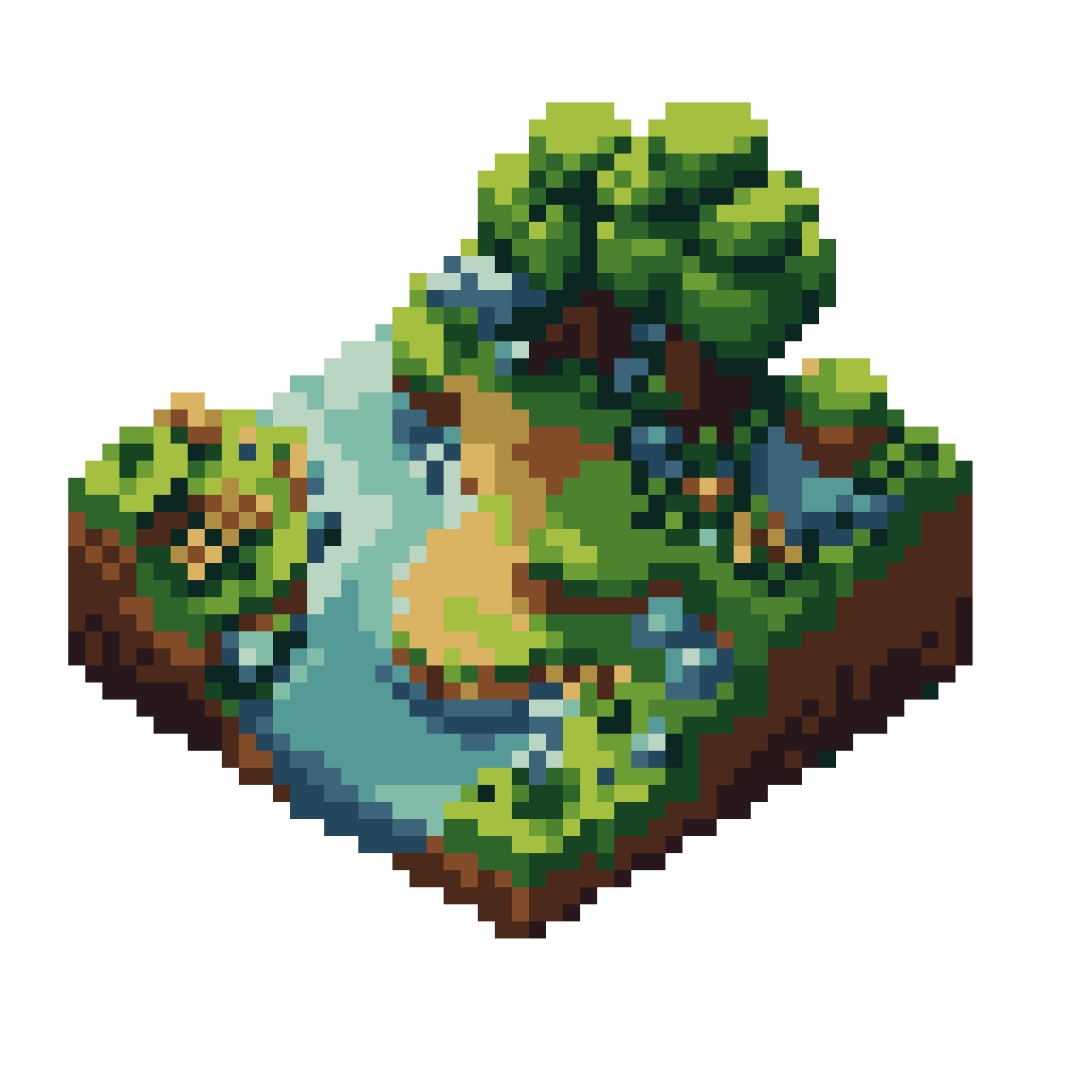 pixelated landscape with green terrain pixel art
