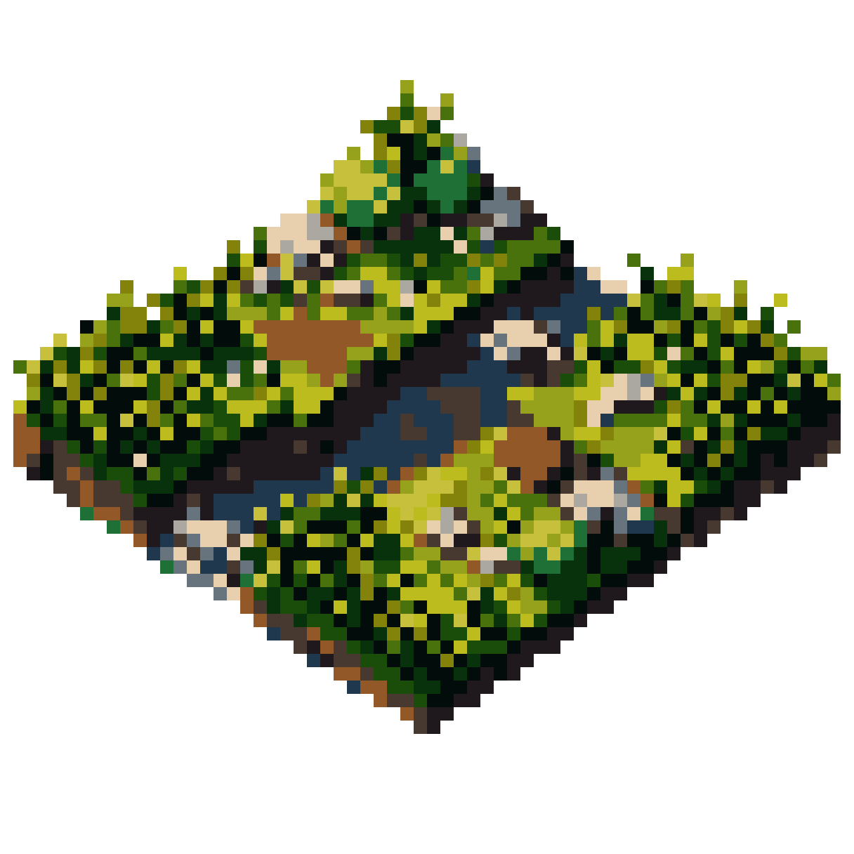 pixelated landscape with green terrain pixel art