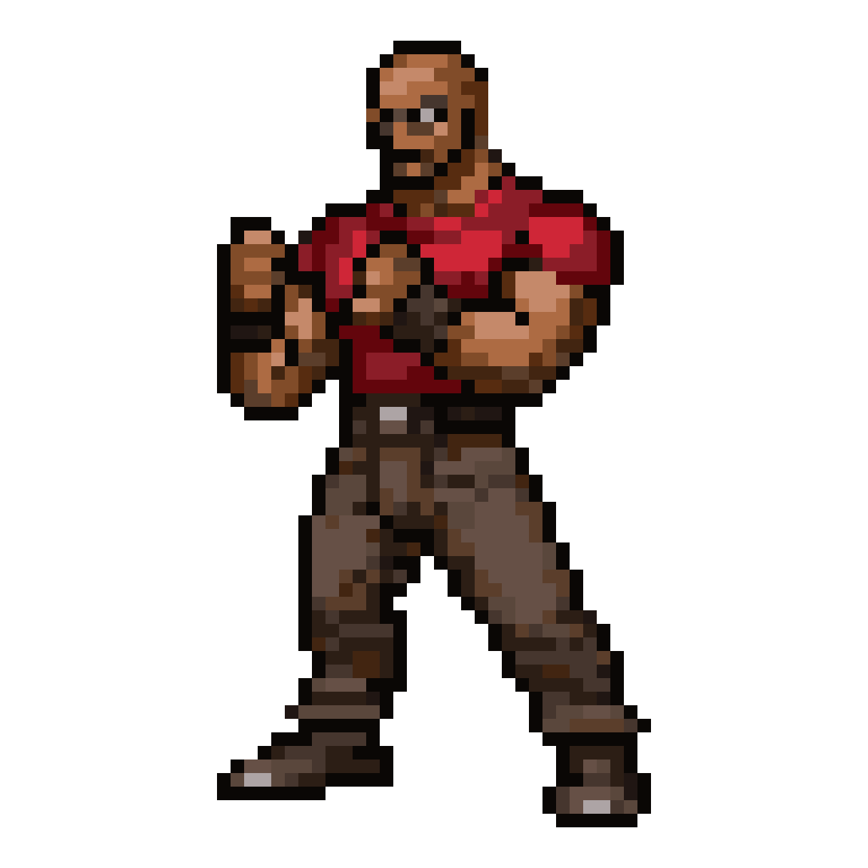 Muscular Dark-Skinned Male Fighter pixel art