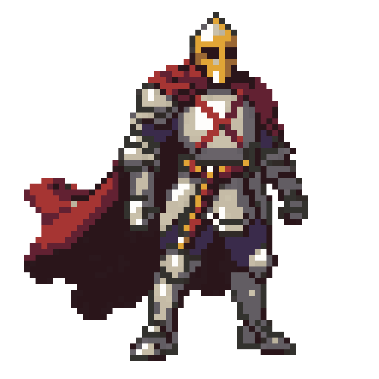 Medieval Warrior with Cross Symbol pixel art